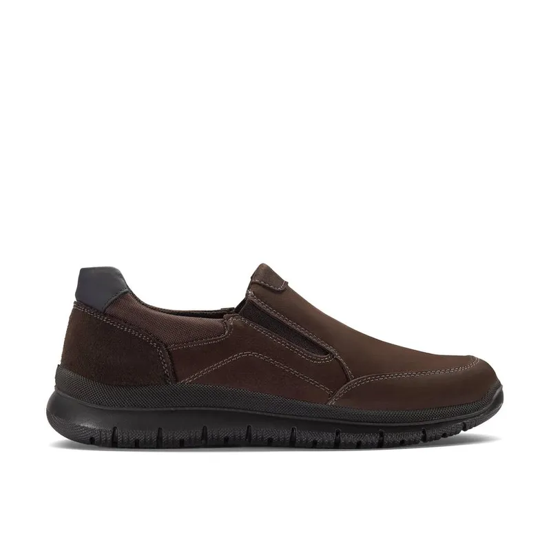 Clarks Men's Murano Easy Dark Brown Nubuck Slip Ons Shoes Size: 6-Wide Fit - Brown