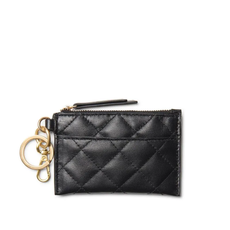 Clarks Women's Quilted Card Black Leather Purse - Black