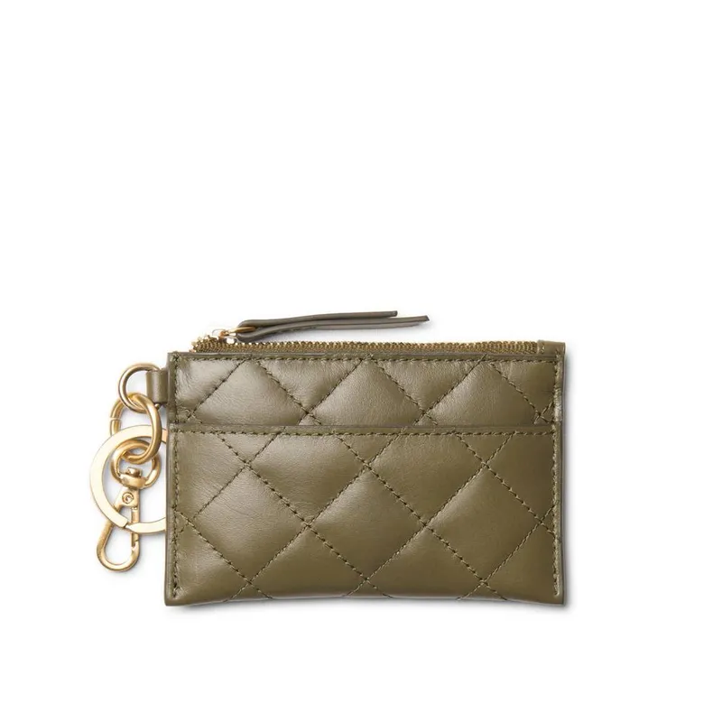 Clarks Women's Quilted Card Olive Leather Purse in Green Green One Size female