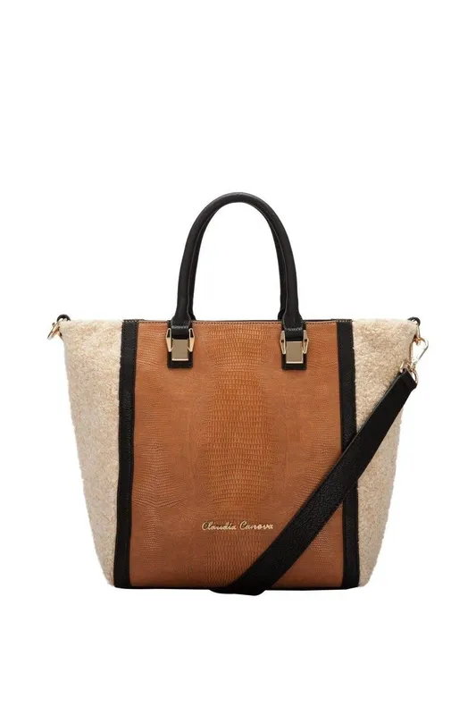 Claudia Canova Women's Two Tone Tote Bag in Light Tan Light Tan