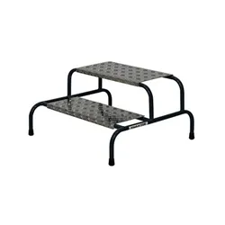 Climb-It Wide Work Steps Chequer Plate 2 Tread 200mm Platform Silver