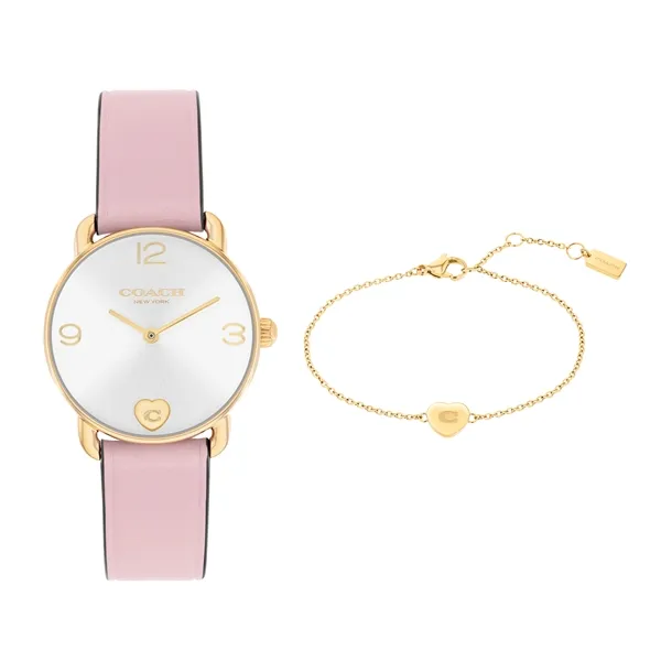 Coach Elliot Pink Watch Heart Bracelet Gift Set 14000137