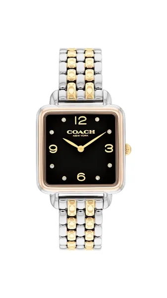 Coach Ladies Cass Black Dial Two Tone Watch 14504496