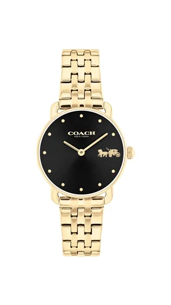 Coach Ladies Elliot Black Dial Gold Tone Watch 14504302