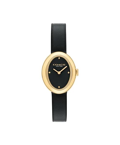 Coach Ladies Sammy Oval Dial Black Leather Strap Watch 14504421
