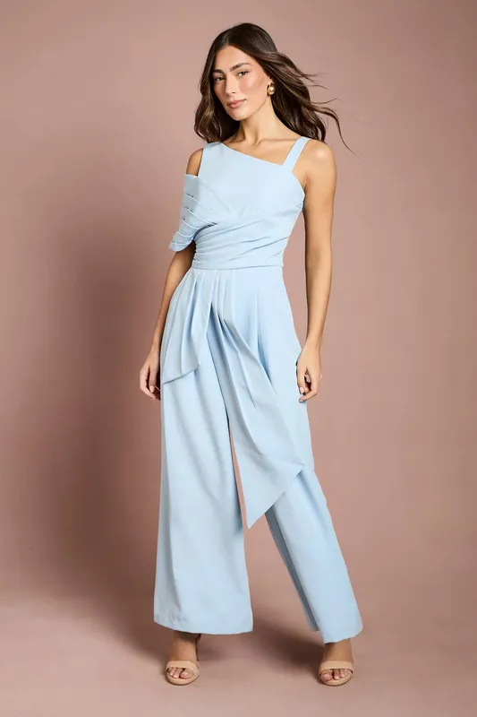 Coast Women's Bow Detail Jumpsuit in Light Blue Size: 16 - Light Blue