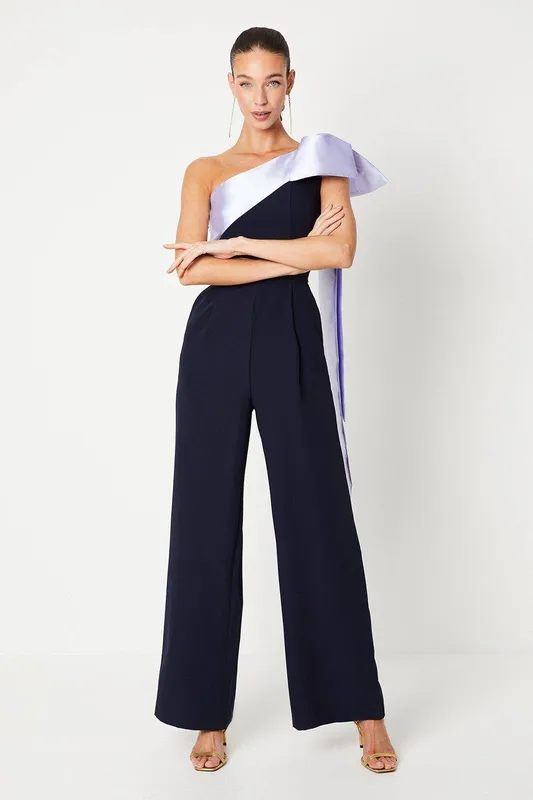 Coast Women's Bow One Shoulder Jumpsuit in Navy Size: 14 - Navy