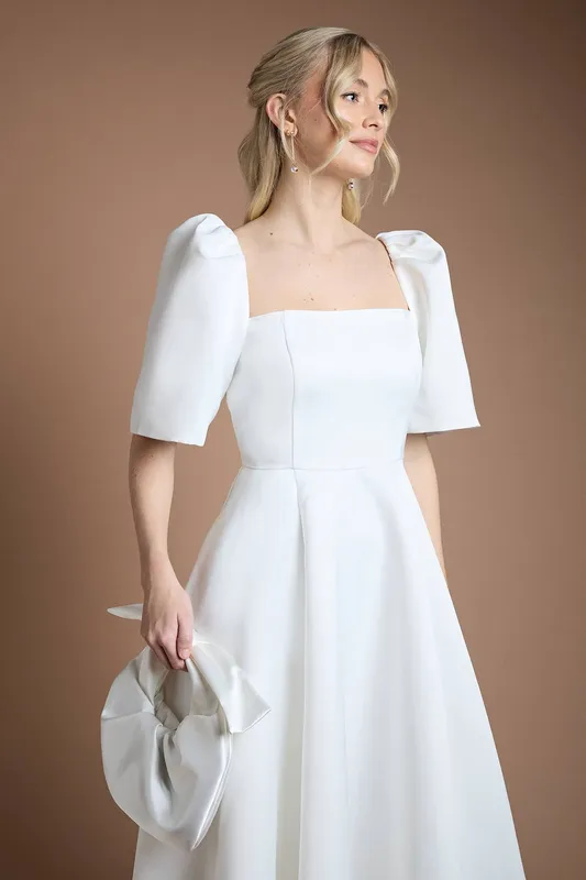 Coast Women's Bridal Jennifer Satin Bow Detail Grab Bag in Ivory Ivory