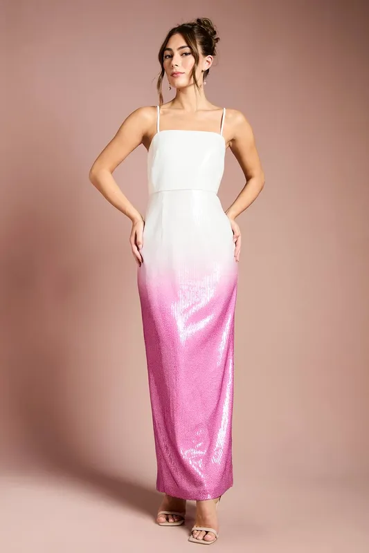 Coast Women's Ombre Sequin Midaxi Dress in Pink Size: 16 - Pink