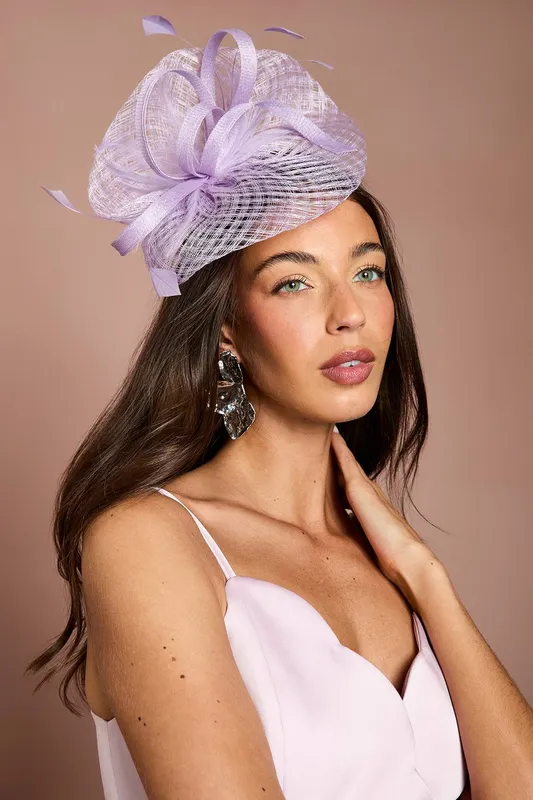 Coast Women's Open Weave Bow & Feather Fascinator in Lilac Lilac female