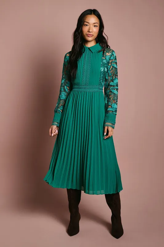 Coast Women's Petite Lace Shirt Dress in Emerald Size: 10 - Emerald