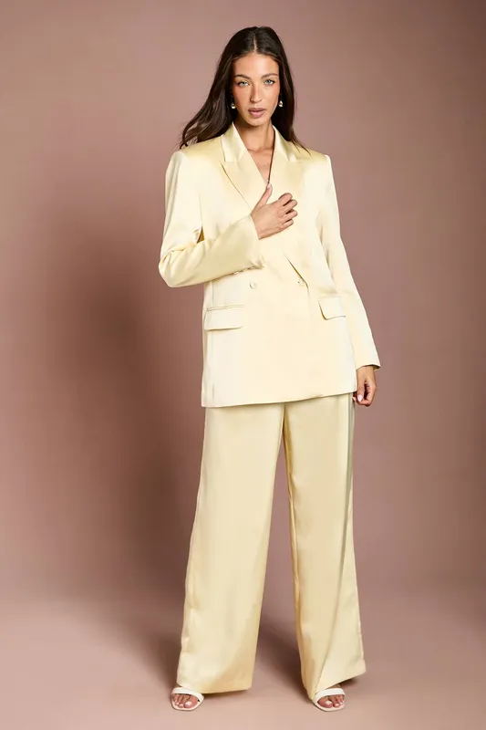 Coast Women's Satin Flare Trouser in Lemon Size: 14 Lemon 14