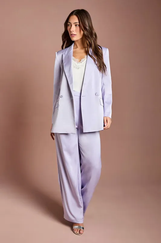 Coast Women's Satin Flare Trouser in Lilac Size: 8 - Lilac - Size: 8