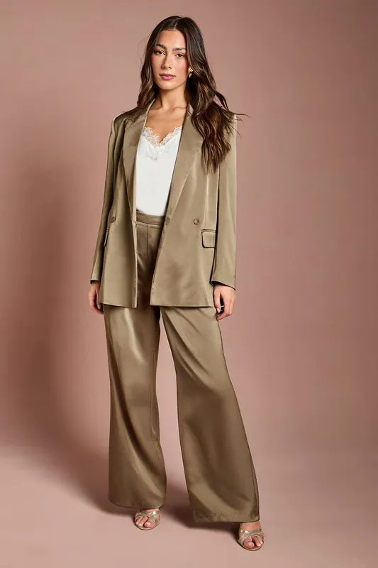 Coast Women's Satin Flare Trouser in Pistachio Size: 16 Pistachio 16 female