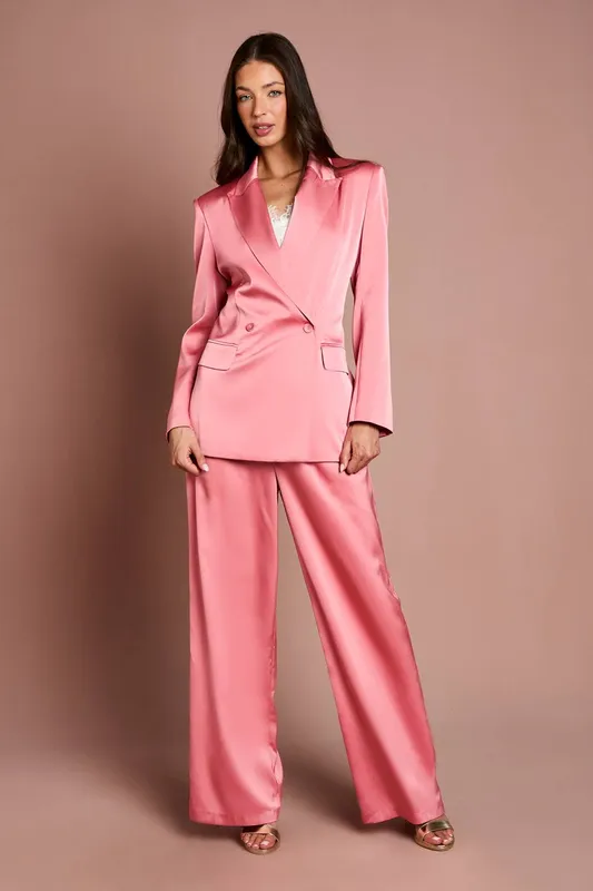 Coast Women's Satin Flare Trouser in Rose Size: 10 - Rose - Size: 10