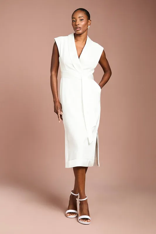 Coast Women's Tux Satin Dress in Ivory Size: 8 - Ivory