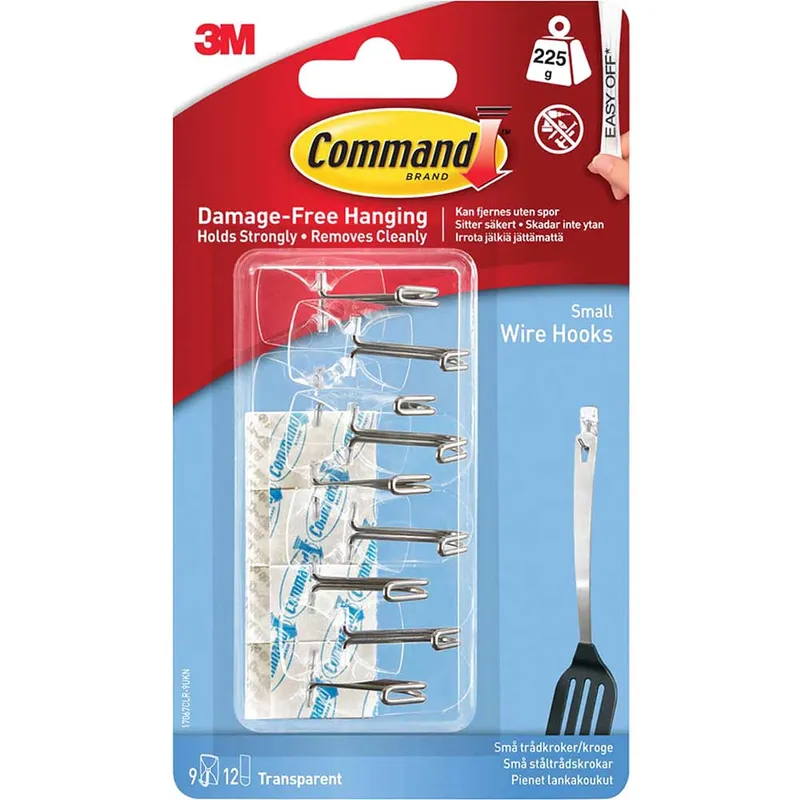 3M Claw Command Clear Small Wire Hooks Value Pack 17067CLR-9 Clear