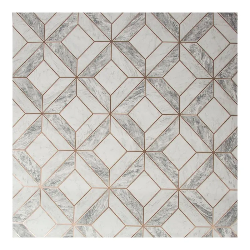 Contour Grey/White Marble Marquetry Washable Wallpaper in Grey Size: 10000mm x 520mm Grey 10000mm x 520mm