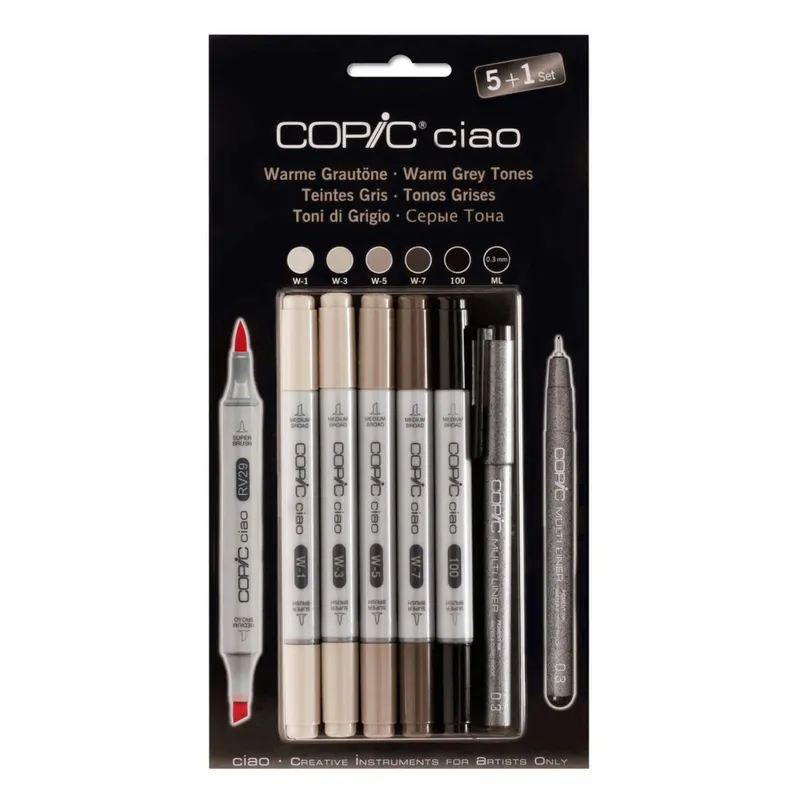 Copic Ciao Marker 5+1 Grey Tones Set (Warm)