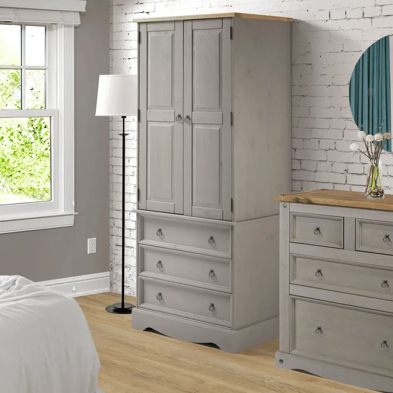 Corona 2 Door 3 Drawer Wardrobe Grey