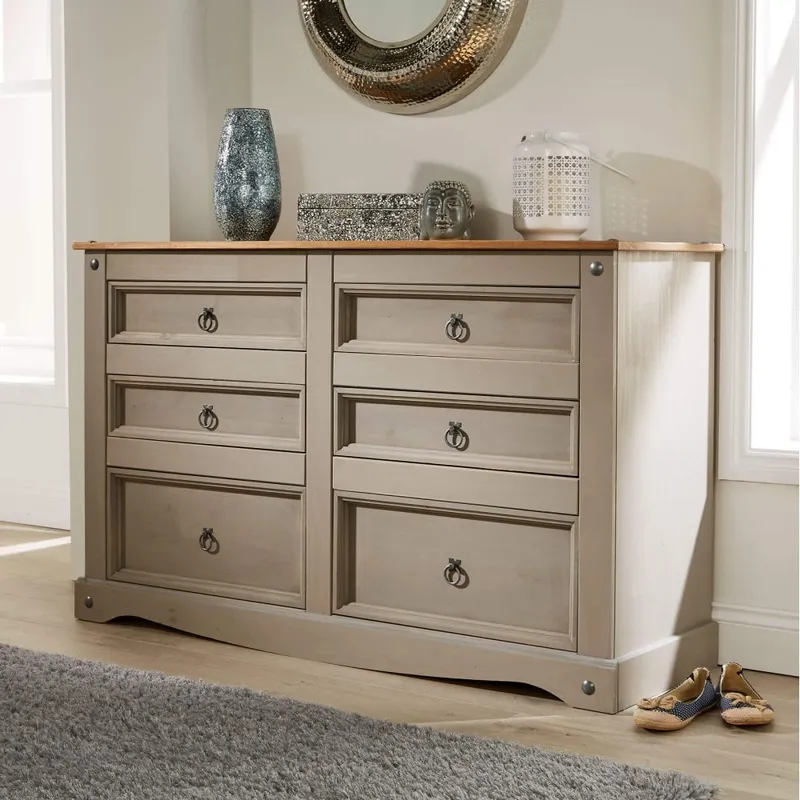 Corona Pine Chest of 6 Drawers - Grey