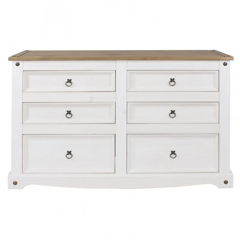 Corona Pine Chest of 6 Drawers - White