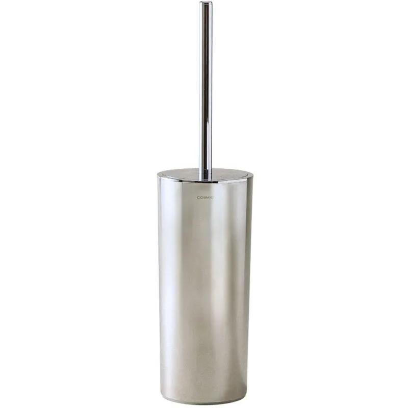 Cosmic Toilet Brush Holder Gloss Chrome Free standing Essentials Collection in Metallic Silver Metallic Silver