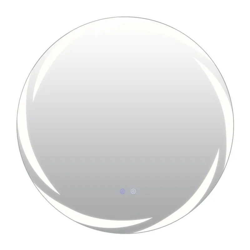 Costway 70 cm Round LED Bathroom Mirror Tempered Glass Wall Mirror Anti-Fog in Silver - Silver