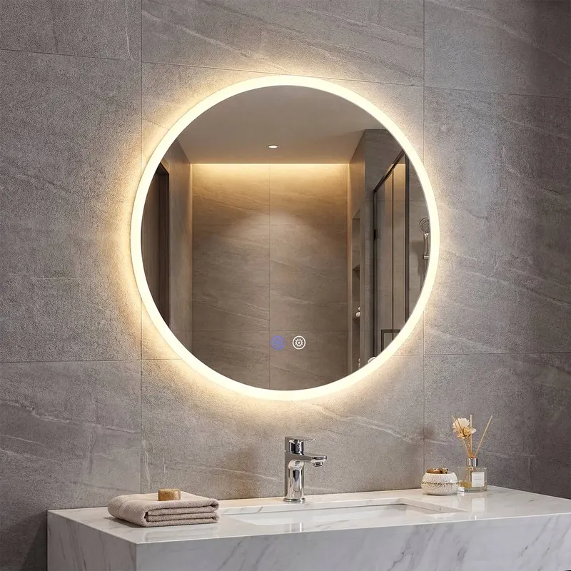 Costway Unisex 60CM Round LED Bathroom Mirror Wall-mounted Backlit Vanity Mirror in Silver Silver One Size female