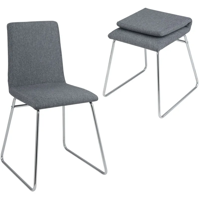 Costway Upholstered Dining Chairs Set of 2 Kitchen Dinner Chairs-Grey