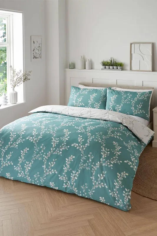 Cotton Traders Unisex Hemsworth Duvet Set in Teal Size: Super King Teal female