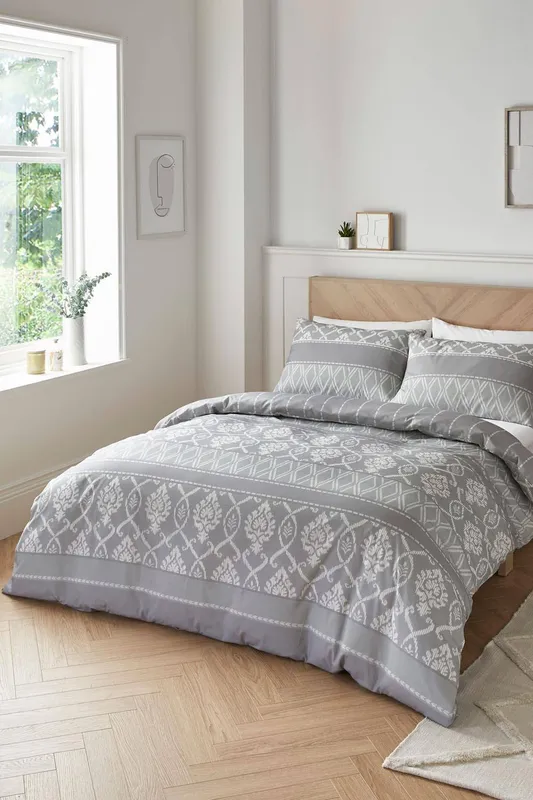 Cotton Traders Highgate Duvet Set in Grey Size: Single - Grey - Size: Single