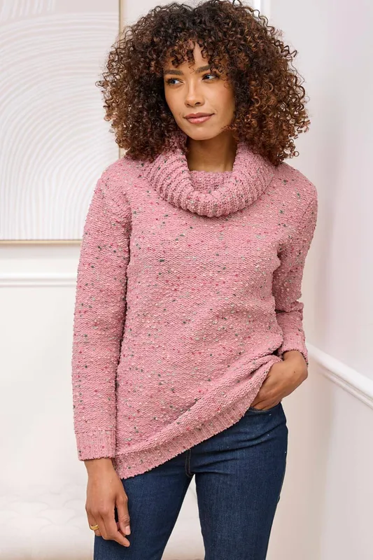 Cotton Traders Women's Chenille Cowl Neck Tunic in Rose Size: 8 Rose 8 female