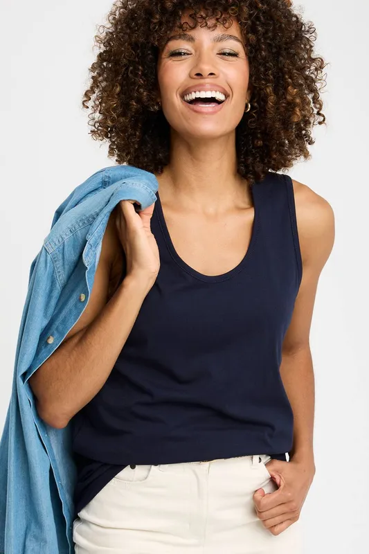 Cotton Traders Women's Vest Top in Navy Size: 5XL - Navy