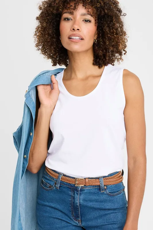 Cotton Traders Women's Vest Top in White Size: 4XL - White