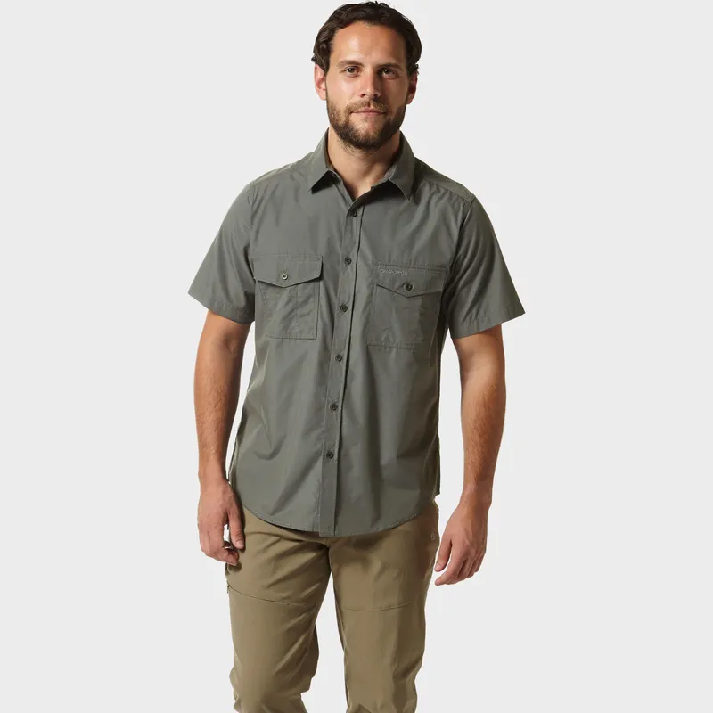 Craghoppers Men's Kiwi Short Sleeved Shirt, Grey