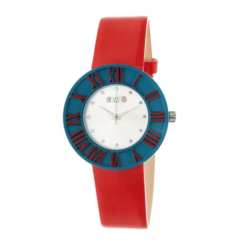 Crayo Men's Prestige Unisex Watch - Teal/Red in Red Red One Size