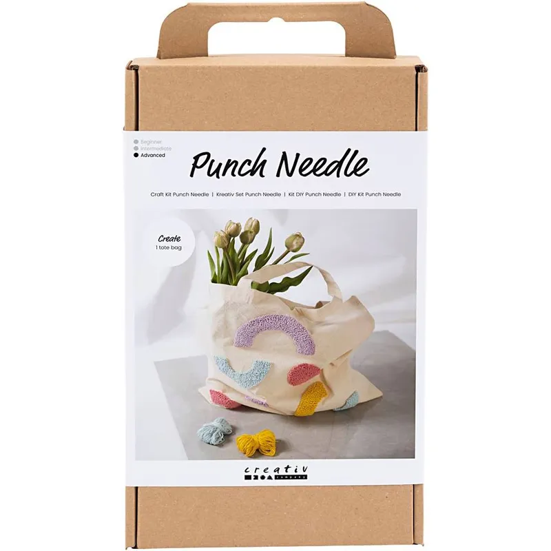 Creativ Company Craft Kit Punch Needle, Tote bag, pastel colours