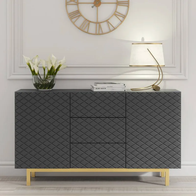 Creative Furniture Diamond Luxe Sideboard 140cm - Dark Grey - Dark Grey - Size: One Size