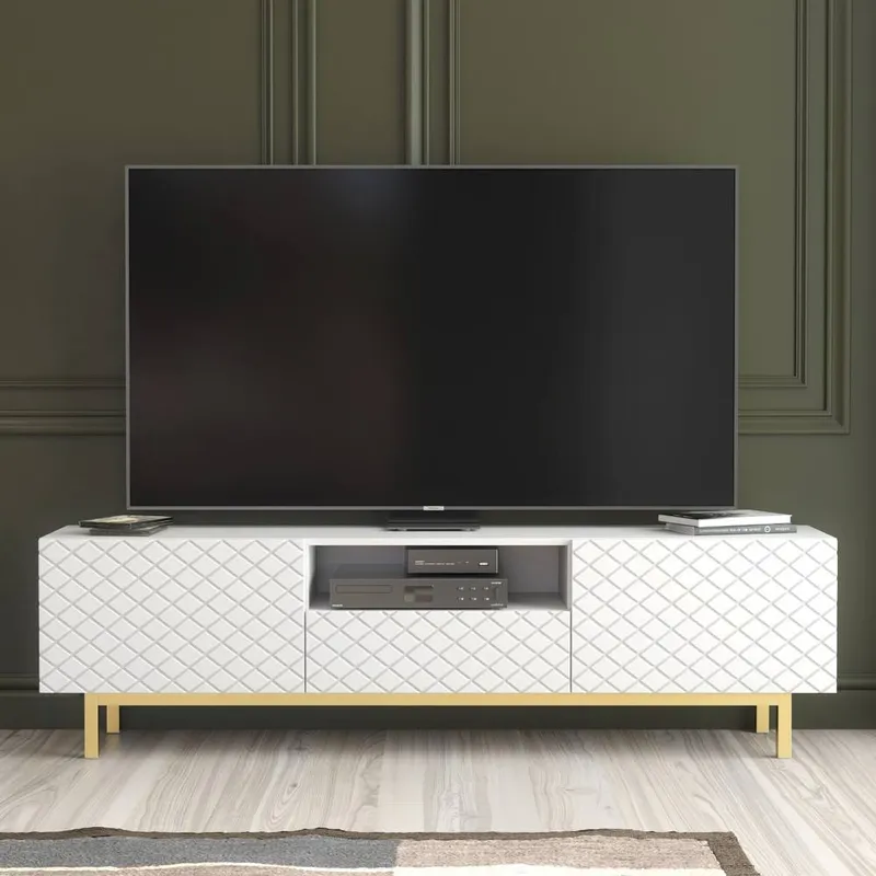 Creative Furniture Unisex Diamond Luxe TV Unit 180cm in White White female