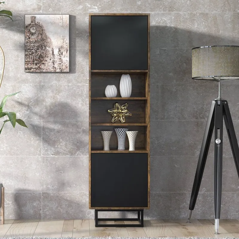 Creative Furniture Unisex Harmony Loft Display Cabinet 175cm - Rustic & in Black Black female