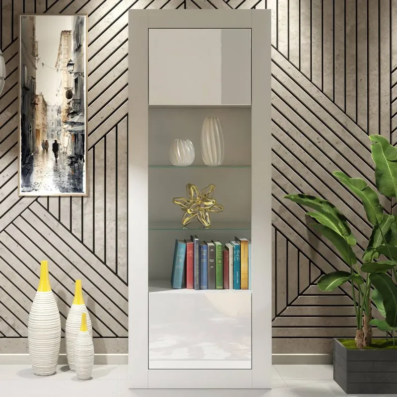 Creative Furniture Unisex Illume Display Cabinet 170cm - White w/ Gloss Doors White One Size female