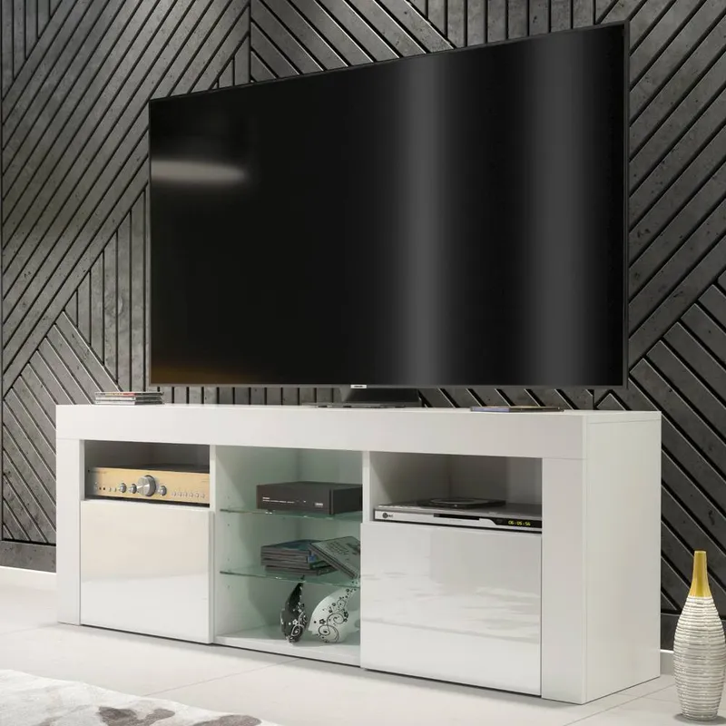 Creative Furniture Unisex Pulse TV Unit 145cm - White w/ Gloss Doors White female