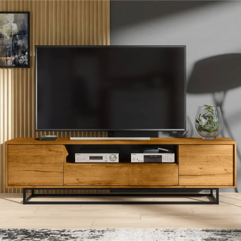 Creative Furniture Rift Loft TV Unit 200cm - Dark Oak in Brown Brown