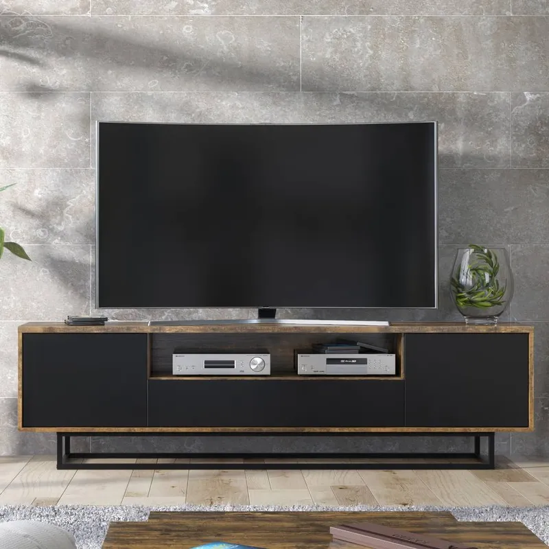 Creative Furniture Rift Loft TV Unit 200cm - Rustic & Black Multicolor