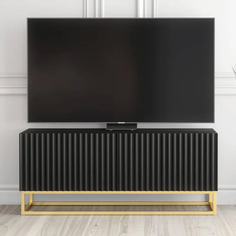 Creative Furniture Ripple TV Unit 100cm - Black with Fluted Doors Black