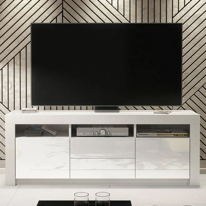 Creative Furniture Unisex Shine TV Unit 160cm - White w/ Gloss Doors White female