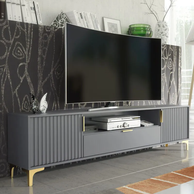 Creative Furniture - Tide Crest Gold tv Unit - Dark Grey - 200cm