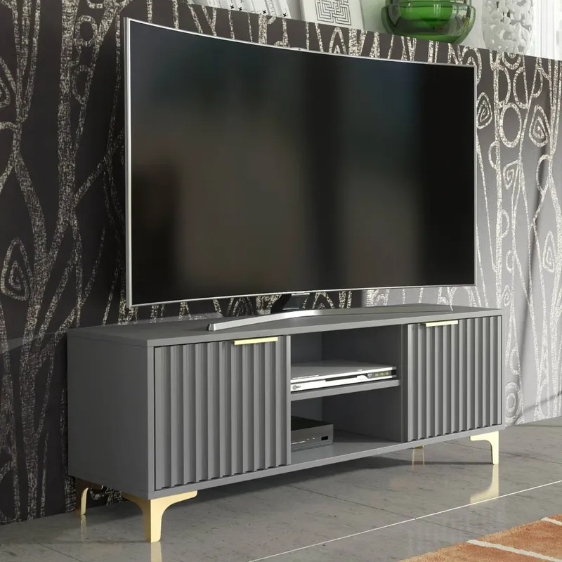 Creative Furniture Tide Crest TV Unit 120cm - Dark Grey & Gold - Dark Grey