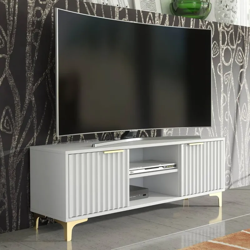 Creative Furniture Tide Crest TV Unit 120cm - White & Gold White